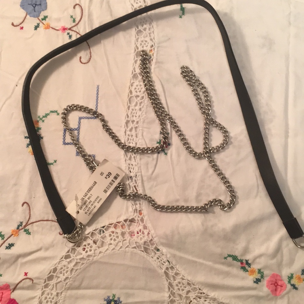 Leather and chain belt NWT